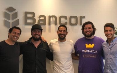 Monarch Token President Robert Beadles in Israel discussing the partnership with Bancor for their exchange and liquidity services.