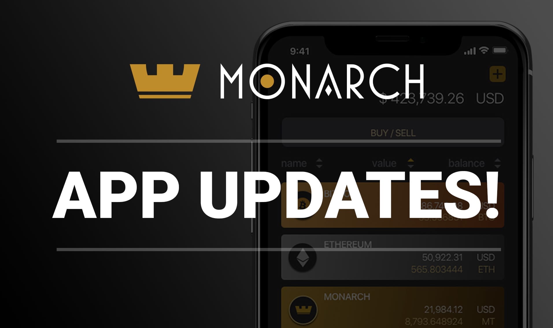 Monarch Wallet Update Hits Android and iOS Enabling Buying of BTC & ETH Using Your Bank Account or Credit Card!